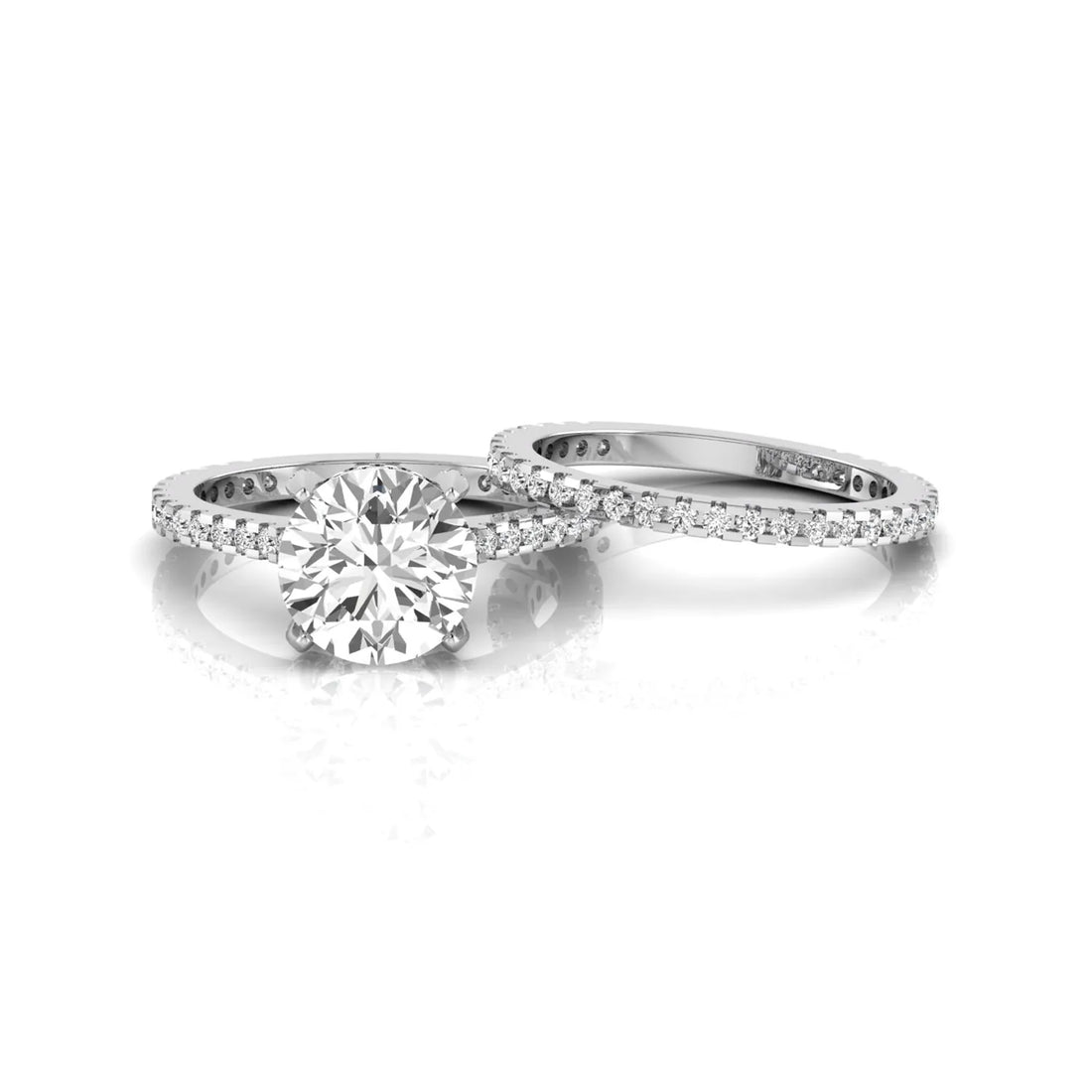 OctaPearl 2 ct Round Pavé Lab Grown Diamond Bridal Ring Set