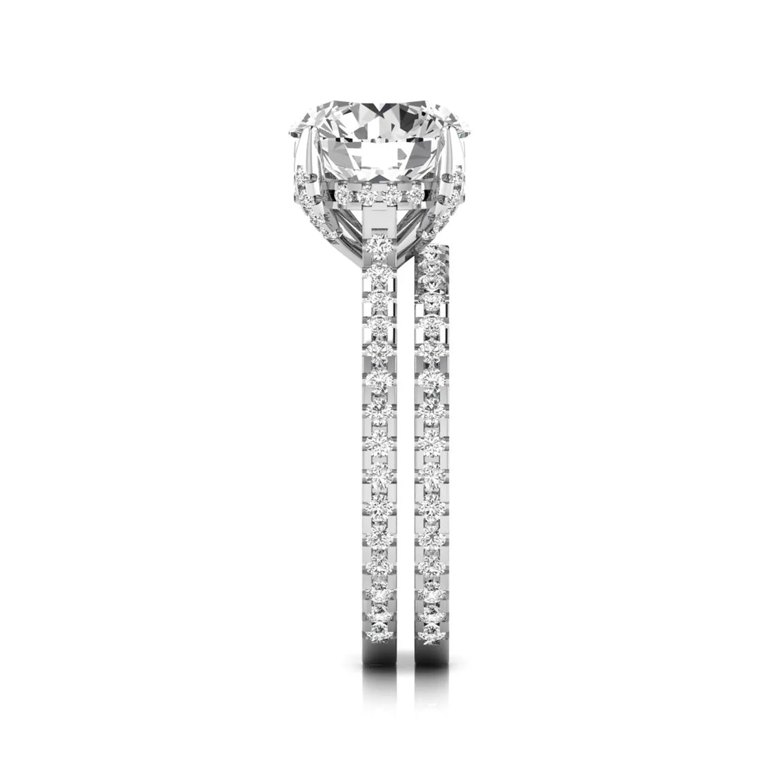 OctaPearl 2 ct Round Pavé Lab Grown Diamond Bridal Ring Set