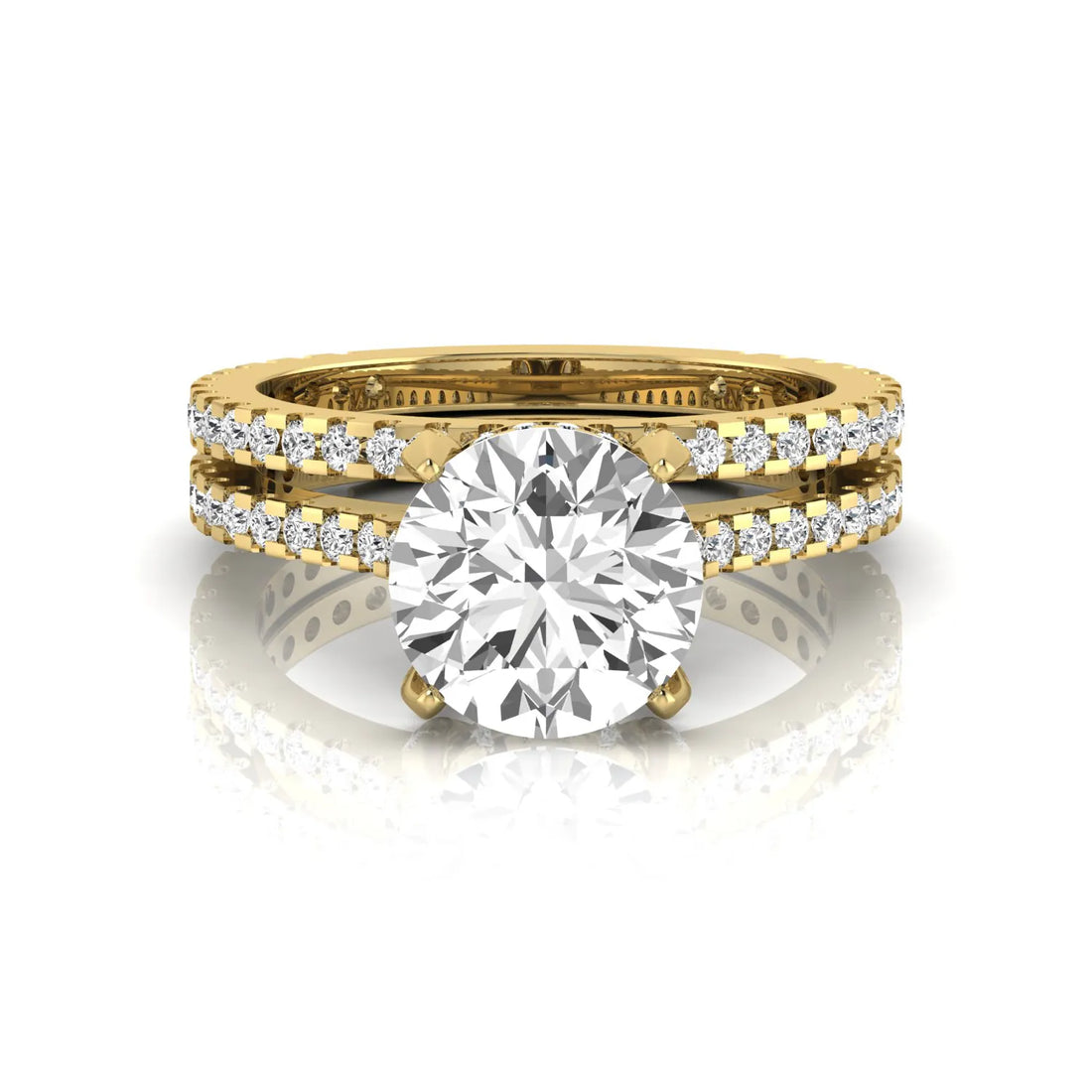 OctaPearl 2 ct Round Pavé Lab Grown Diamond Bridal Ring Set