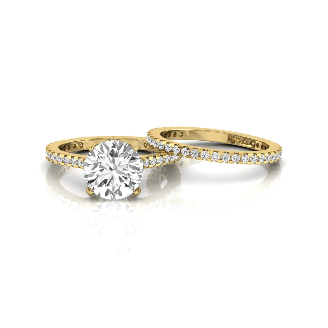 OctaPearl 2 ct Round Pavé Lab Grown Diamond Bridal Ring Set