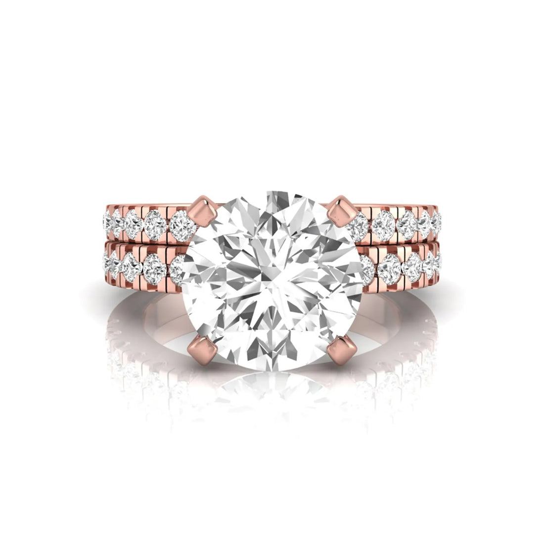 OctaPearl 3 ct Round Pavé Lab Grown Diamond Bridal Ring Set