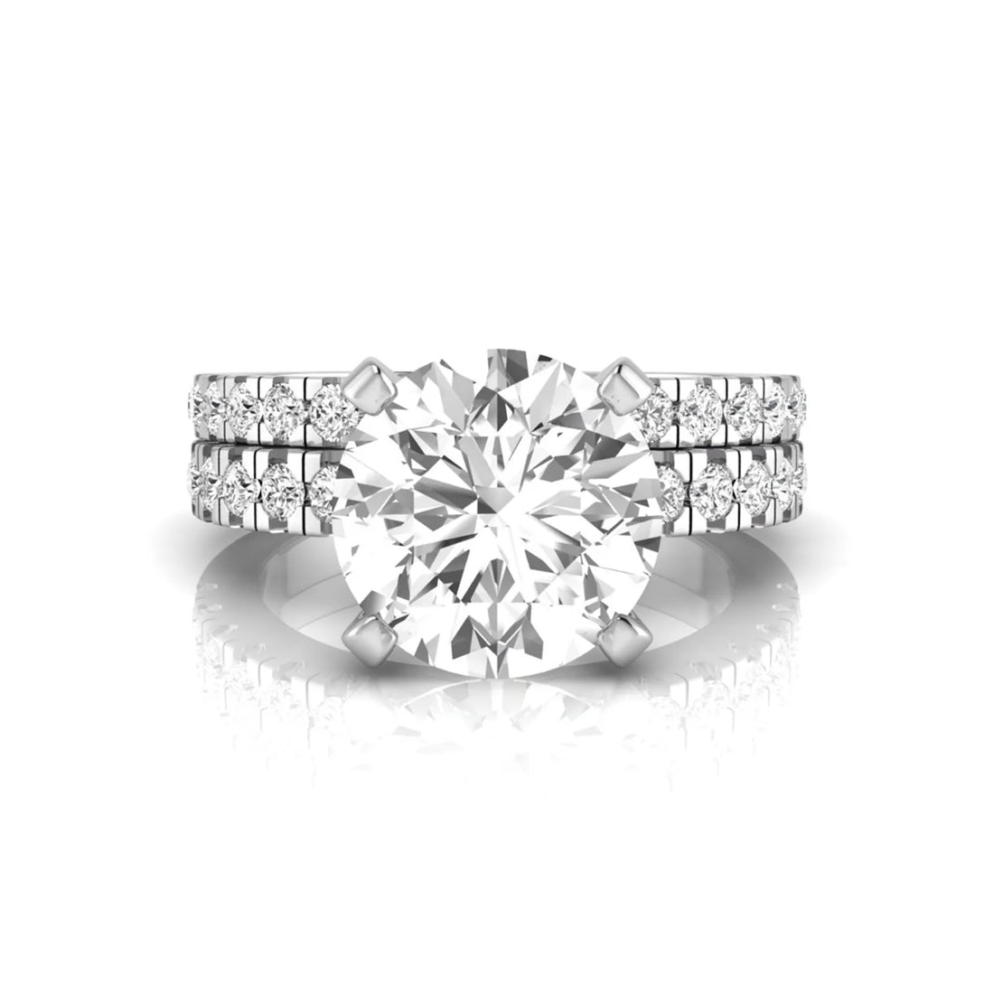 OctaPearl 3 ct Round Pavé Lab Grown Diamond Bridal Ring Set