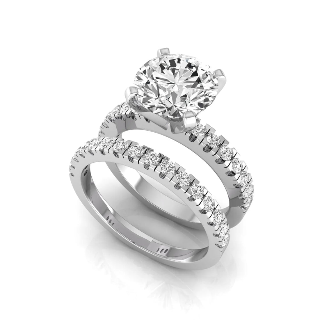 OctaPearl 3 ct Round Pavé Lab Grown Diamond Bridal Ring Set