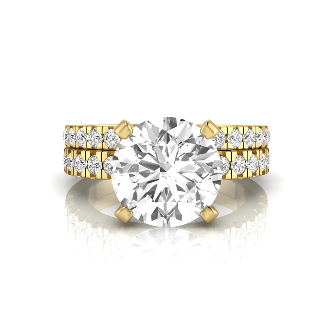 OctaPearl 3 ct Round Pavé Lab Grown Diamond Bridal Ring Set