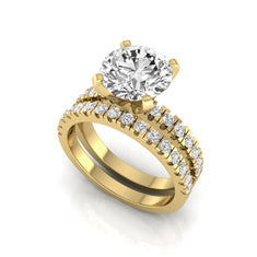 OctaPearl 3 ct Round Pavé Lab Grown Diamond Bridal Ring Set - alternate view