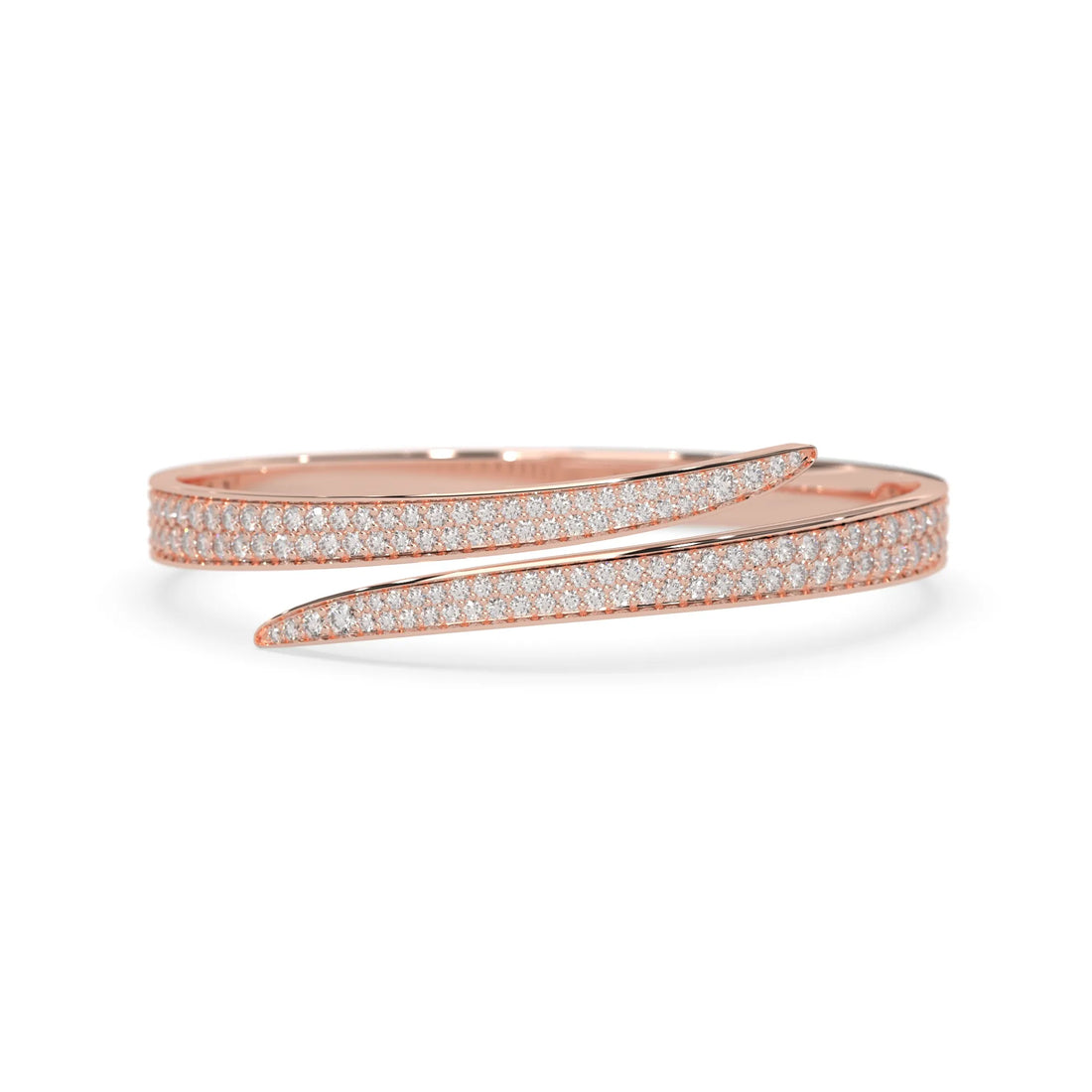 OctaPearl Round Pavé Set Lab Grown Diamond Bypass Open Cuff Bangle Bracelet