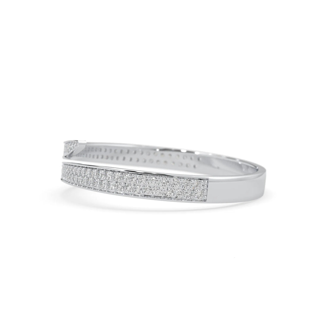 OctaPearl Round Pavé Set Lab Grown Diamond Bypass Open Cuff Bangle Bracelet