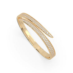 OctaPearl Round Pavé Set Lab Grown Diamond Bypass Open Cuff Bangle Bracelet - alternate view