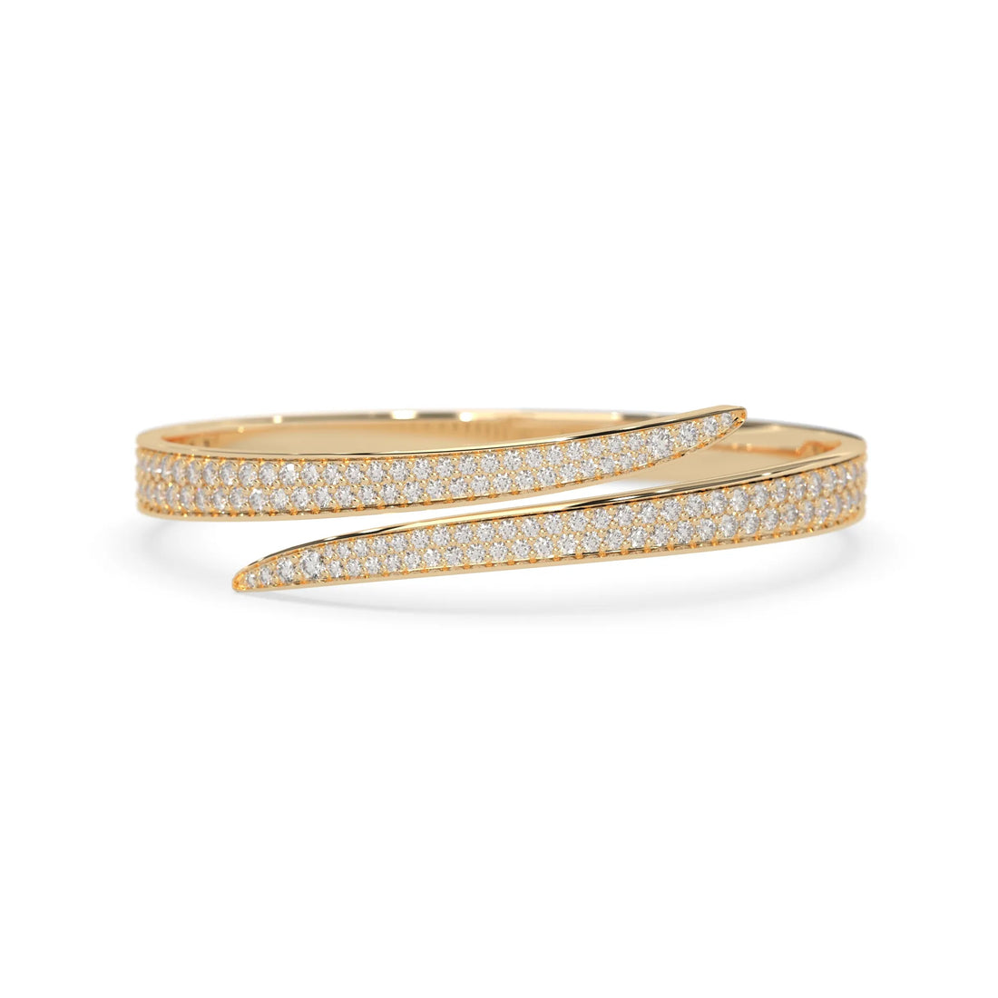 OctaPearl Round Pavé Set Lab Grown Diamond Bypass Open Cuff Bangle Bracelet
