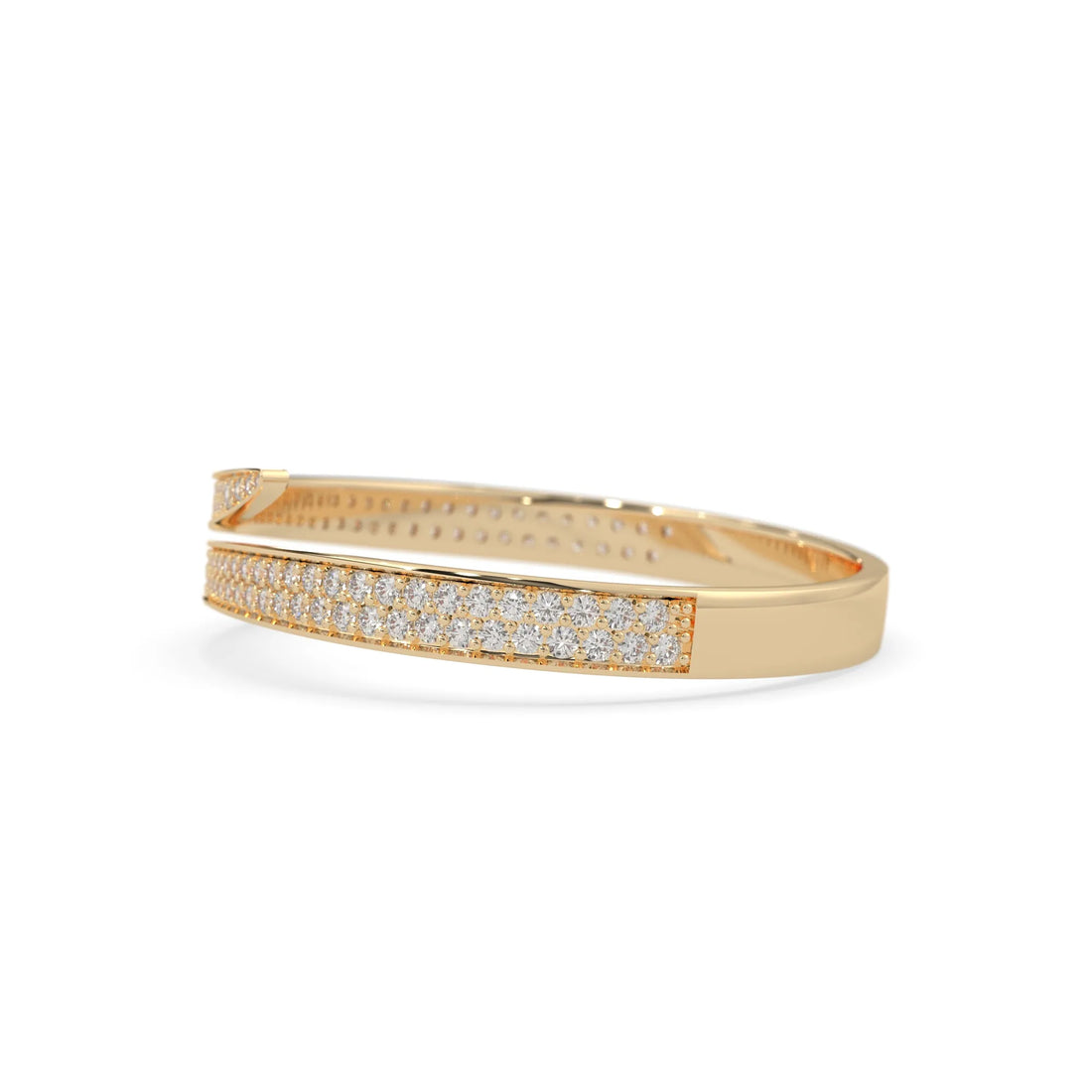 OctaPearl Round Pavé Set Lab Grown Diamond Bypass Open Cuff Bangle Bracelet