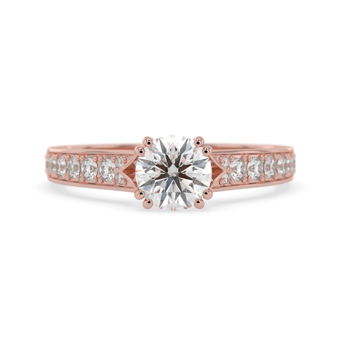 OctaPearl 1 ct Round Lab Grown Diamond Pavé Engagement Ring