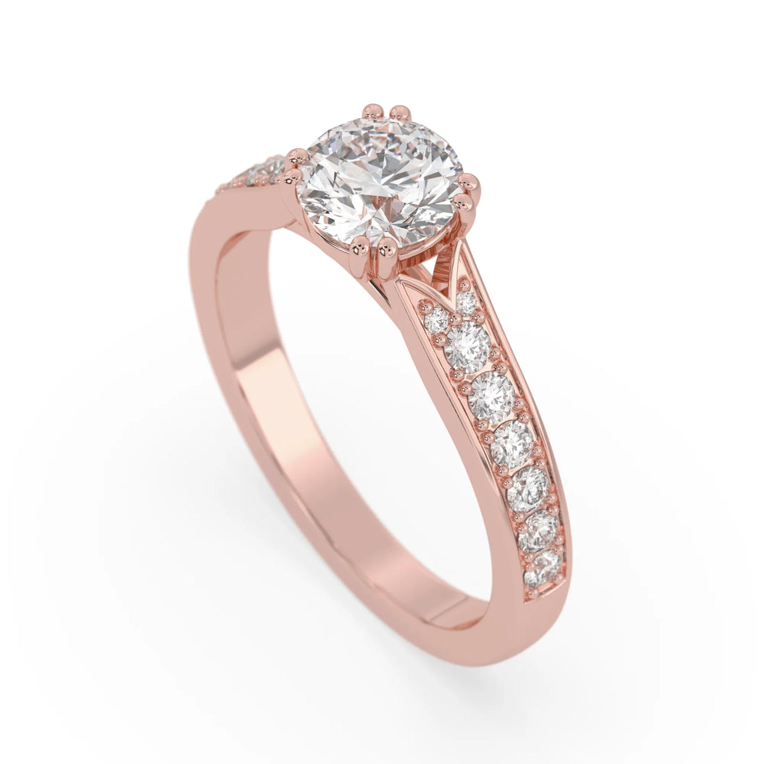 OctaPearl 1 ct Round Lab Grown Diamond Pavé Engagement Ring
