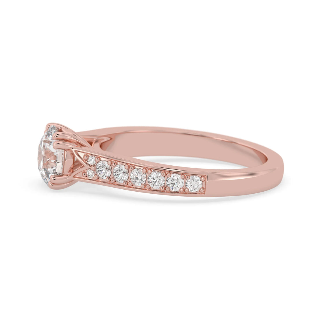 OctaPearl 1 ct Round Lab Grown Diamond Pavé Engagement Ring