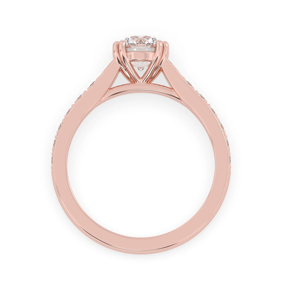 OctaPearl 1 ct Round Lab Grown Diamond Pavé Engagement Ring