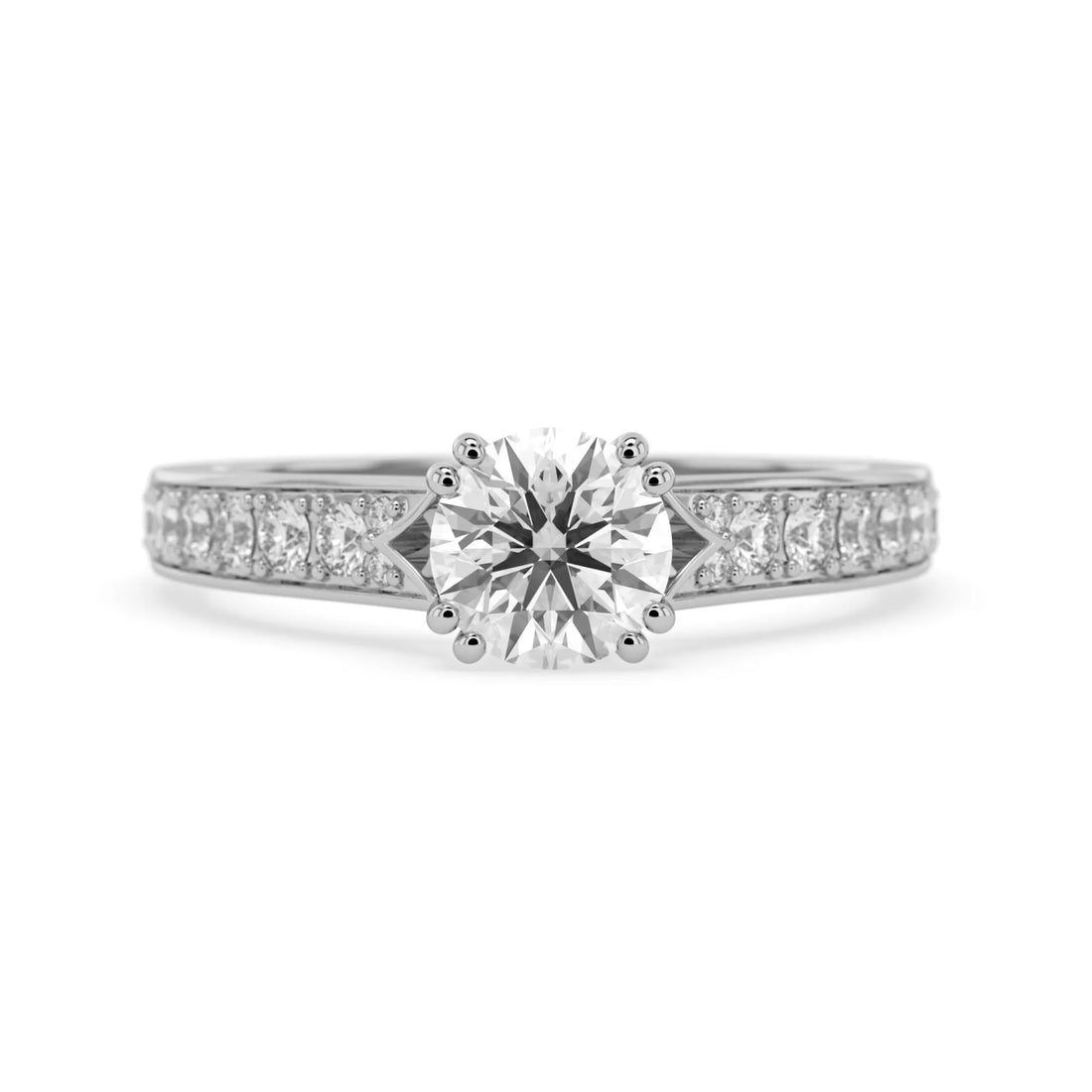 OctaPearl 1 ct Round Lab Grown Diamond Pavé Engagement Ring