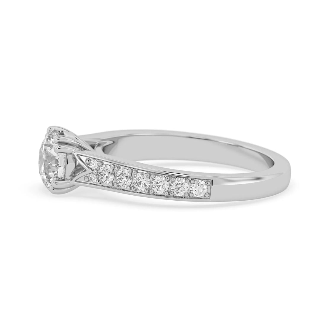 OctaPearl 1 ct Round Lab Grown Diamond Pavé Engagement Ring