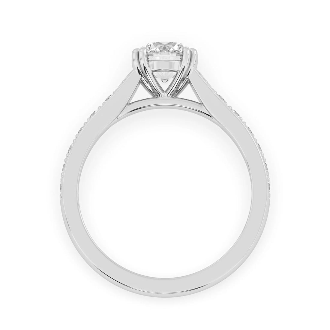 OctaPearl 1 ct Round Lab Grown Diamond Pavé Engagement Ring
