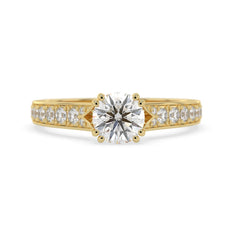 OctaPearl 1 ct Round Lab Grown Diamond Pavé Engagement Ring