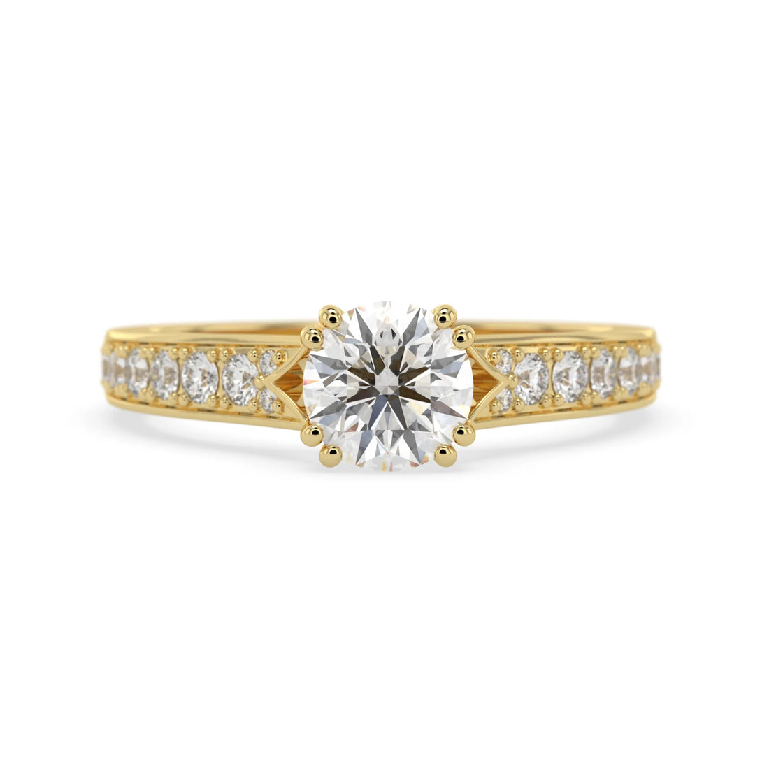 OctaPearl 1 ct Round Lab Grown Diamond Pavé Engagement Ring