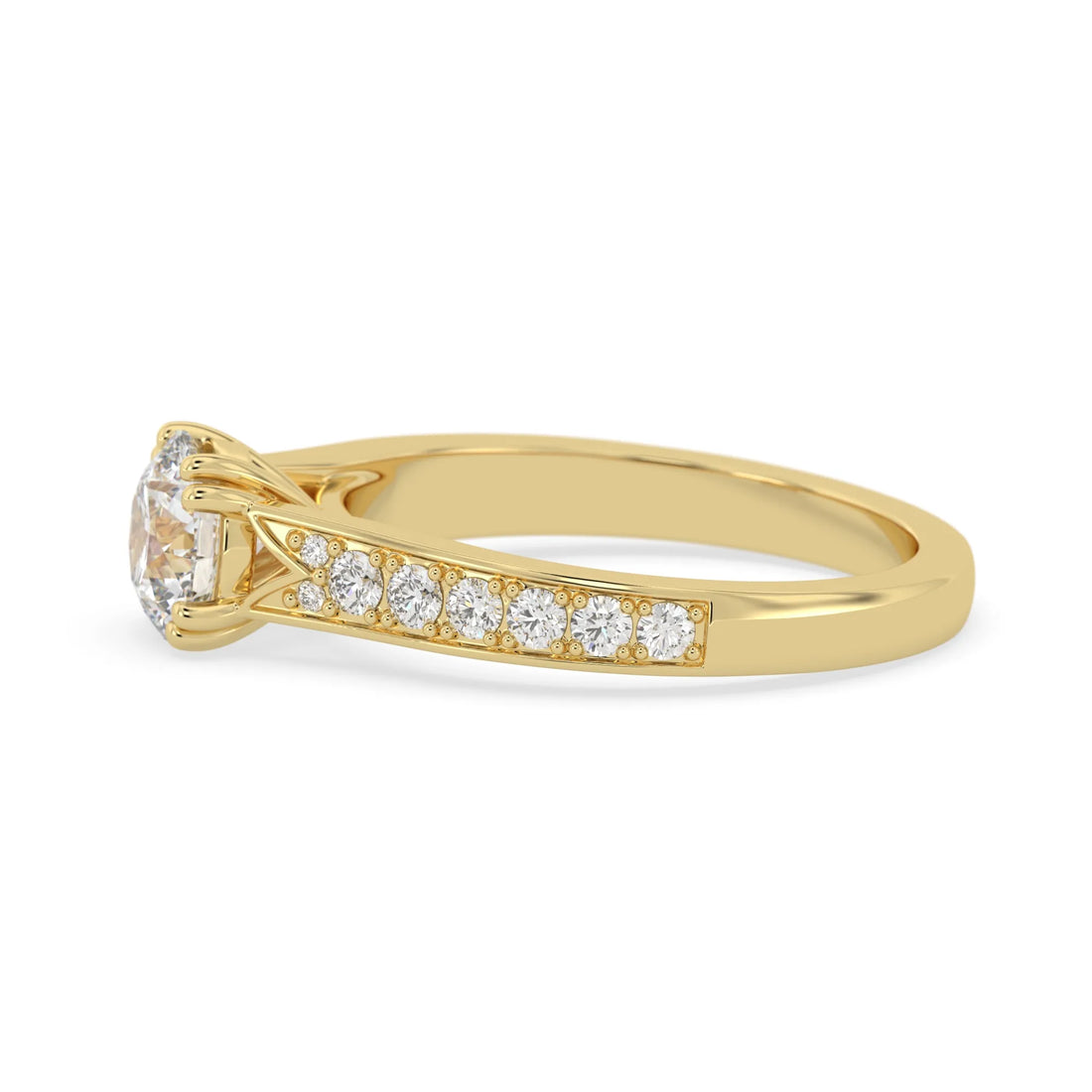 OctaPearl 1 ct Round Lab Grown Diamond Pavé Engagement Ring