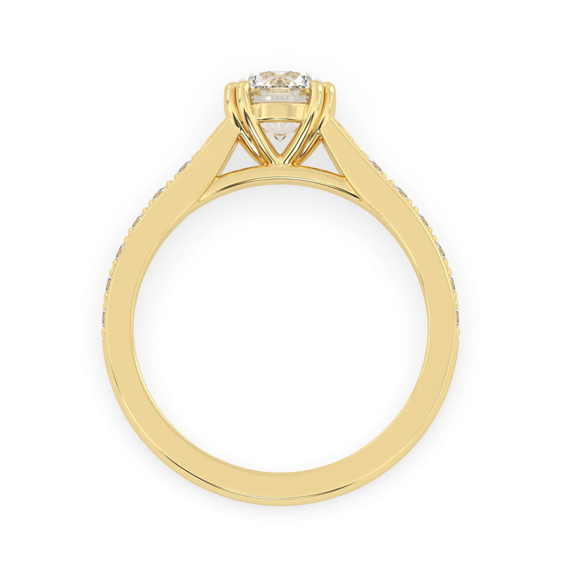 OctaPearl 1 ct Round Lab Grown Diamond Pavé Engagement Ring