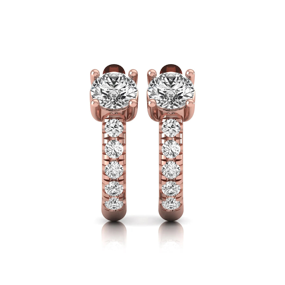 OctaPearl Round Pavé Lab Grown Diamond Huggie Hoop Earrings