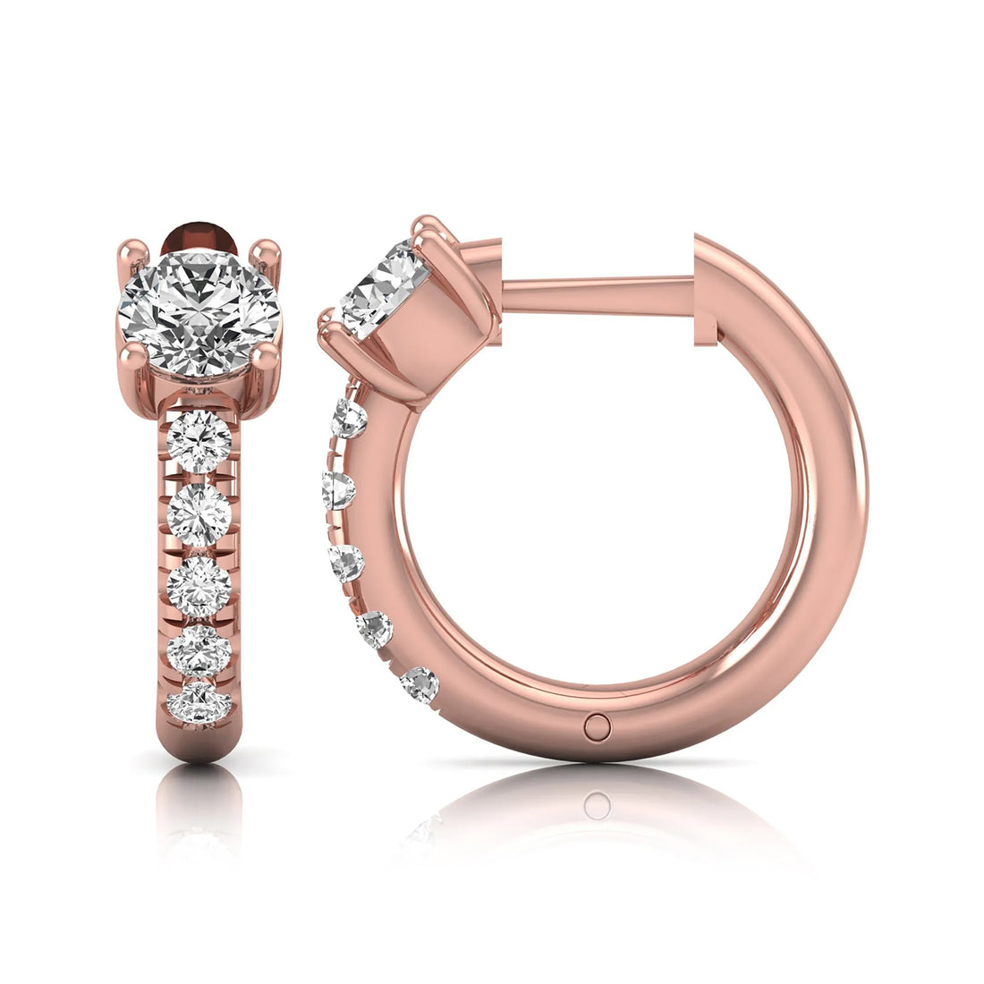 OctaPearl Round Pavé Lab Grown Diamond Huggie Hoop Earrings