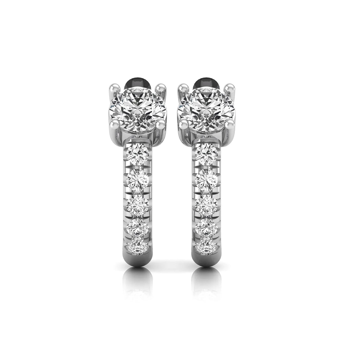 OctaPearl Round Pavé Lab Grown Diamond Huggie Hoop Earrings