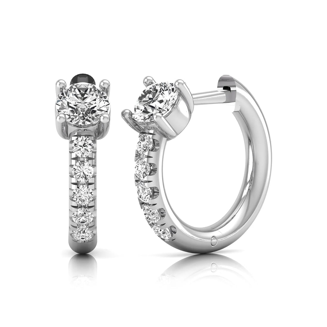 OctaPearl Round Pavé Lab Grown Diamond Huggie Hoop Earrings