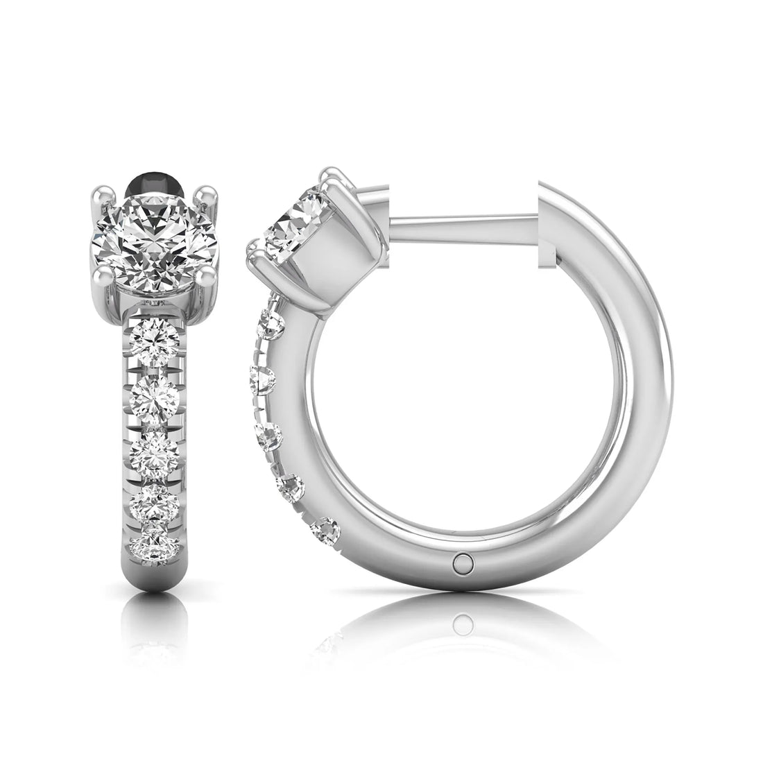 OctaPearl Round Pavé Lab Grown Diamond Huggie Hoop Earrings