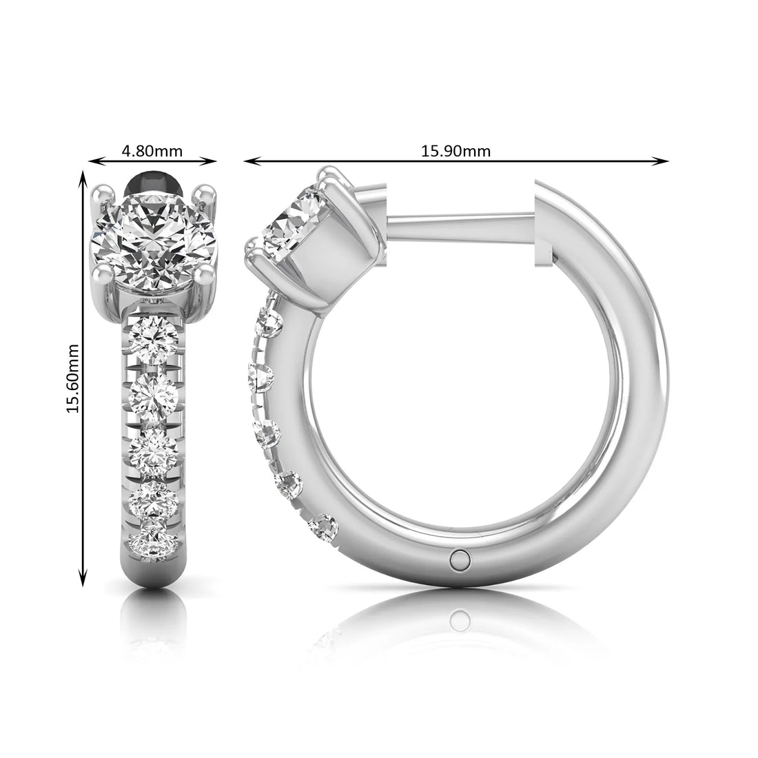 OctaPearl Round Pavé Lab Grown Diamond Huggie Hoop Earrings
