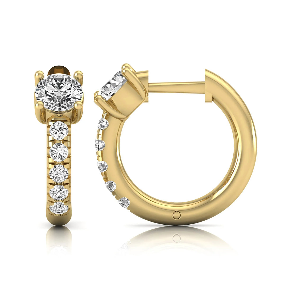 OctaPearl Round Pavé Lab Grown Diamond Huggie Hoop Earrings