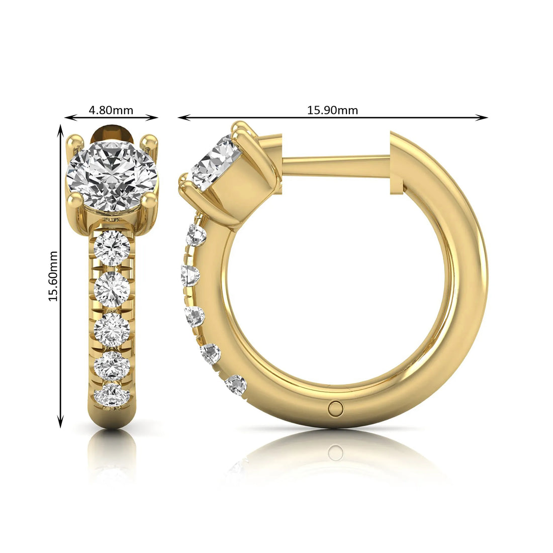 OctaPearl Round Pavé Lab Grown Diamond Huggie Hoop Earrings