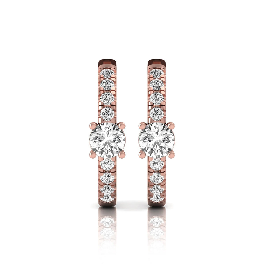 OctaPearl Round Pavé Lab Grown Diamond Huggie Hoop Earrings