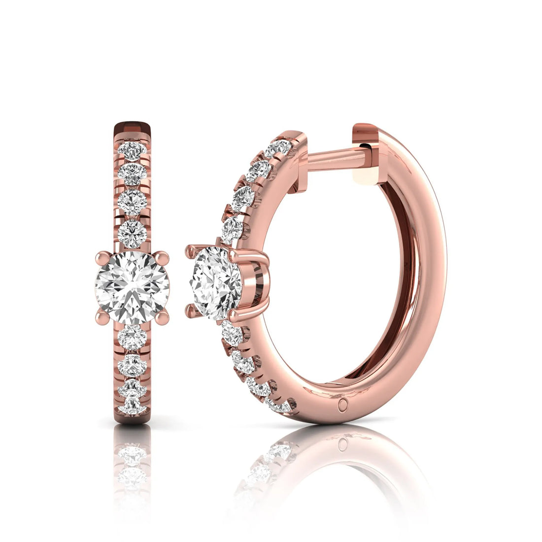 OctaPearl Round Pavé Lab Grown Diamond Huggie Hoop Earrings