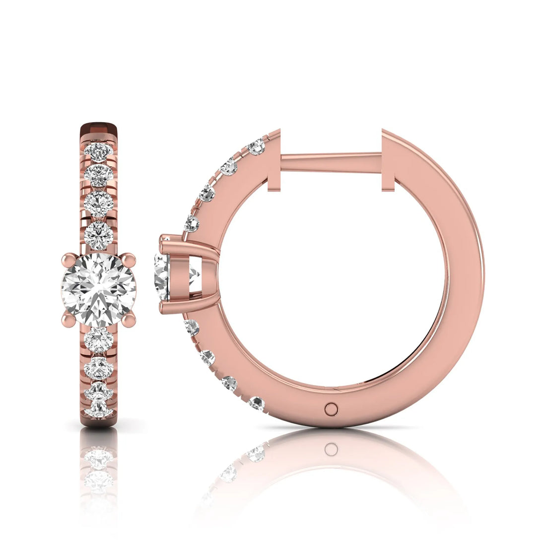 OctaPearl Round Pavé Lab Grown Diamond Huggie Hoop Earrings