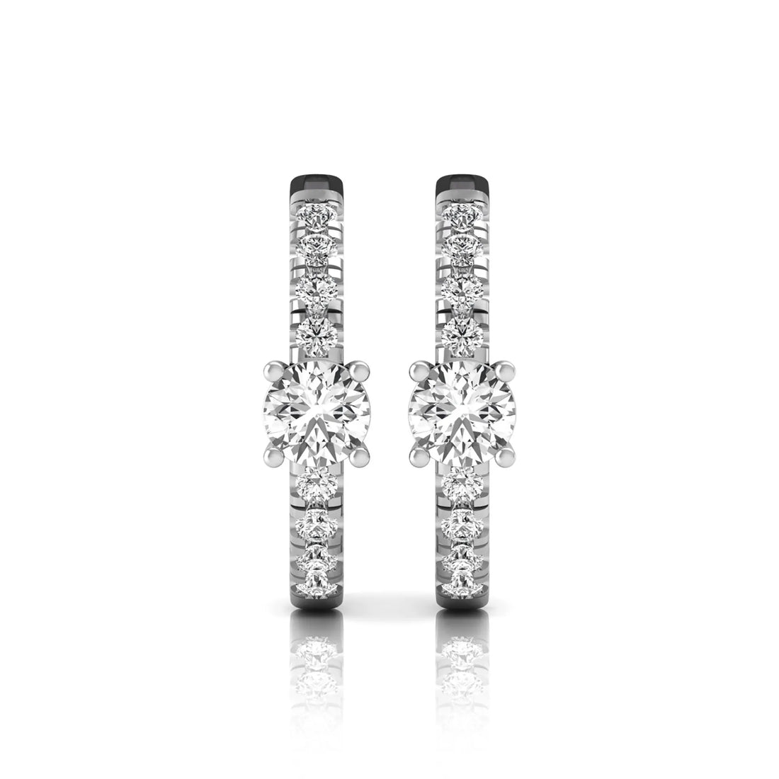 OctaPearl Round Pavé Lab Grown Diamond Huggie Hoop Earrings