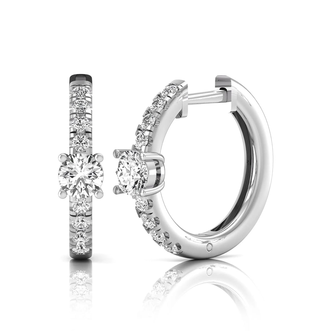 OctaPearl Round Pavé Lab Grown Diamond Huggie Hoop Earrings