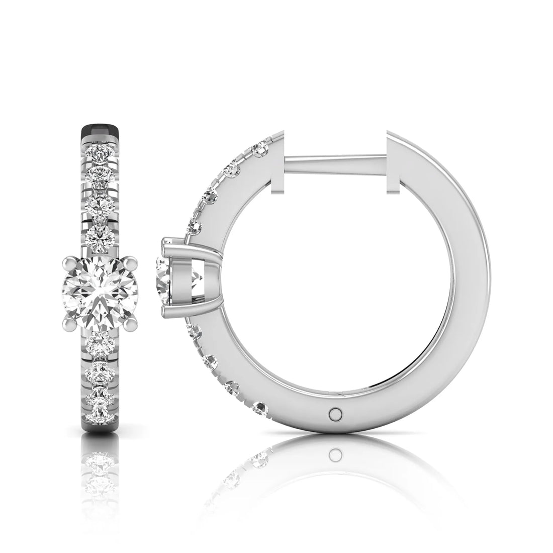 OctaPearl Round Pavé Lab Grown Diamond Huggie Hoop Earrings