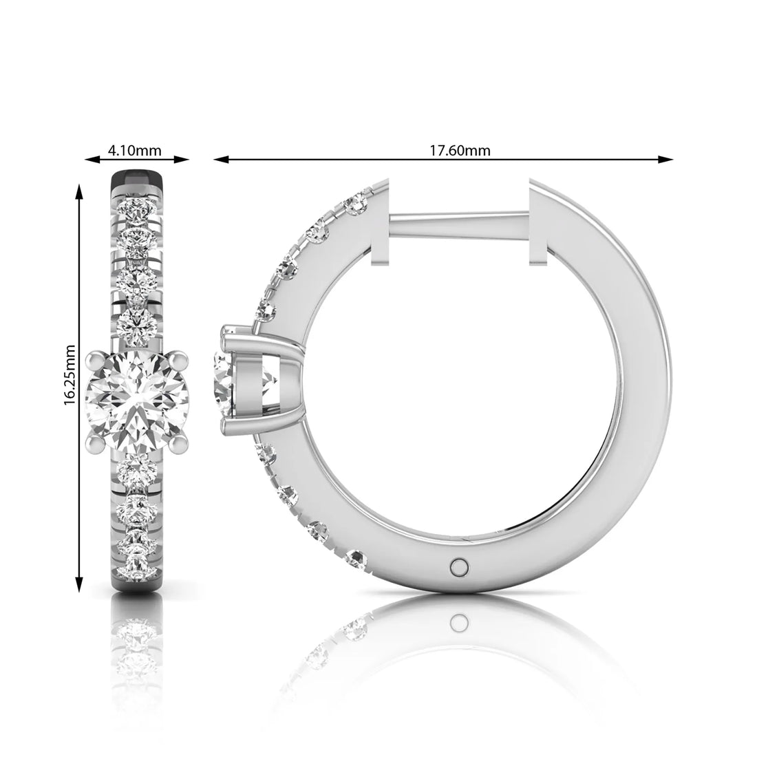 OctaPearl Round Pavé Lab Grown Diamond Huggie Hoop Earrings