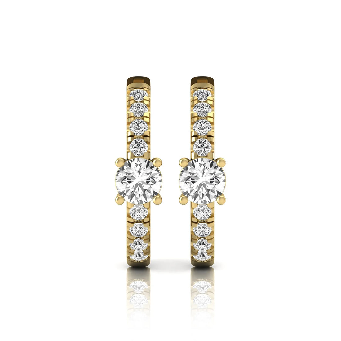 OctaPearl Round Pavé Lab Grown Diamond Huggie Hoop Earrings