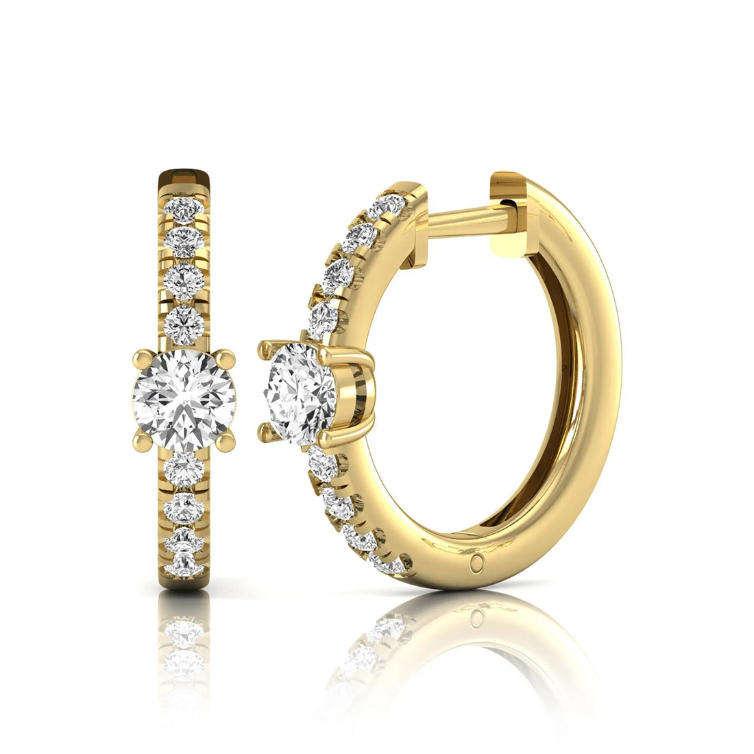 OctaPearl Round Pavé Lab Grown Diamond Huggie Hoop Earrings