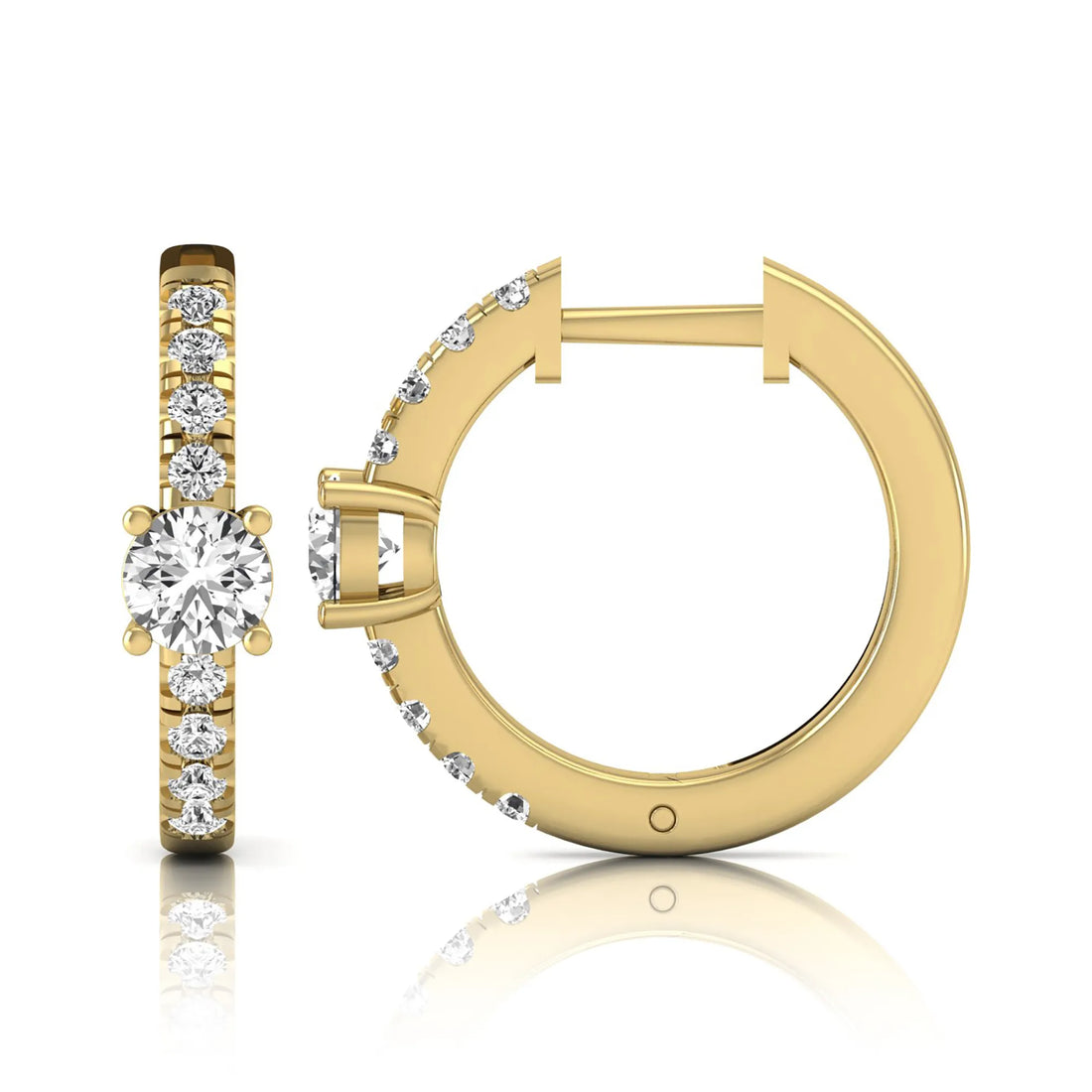 OctaPearl Round Pavé Lab Grown Diamond Huggie Hoop Earrings