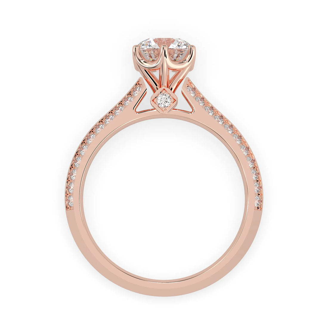OctaPearl 1 ct Round Cut Lab Grown Diamond Pave Engagement Ring