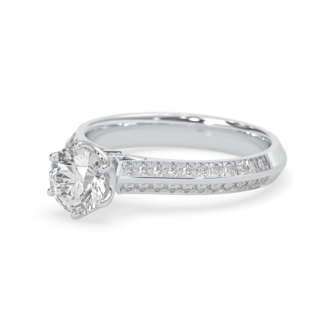 OctaPearl 1 ct Round Cut Lab Grown Diamond Pave Engagement Ring