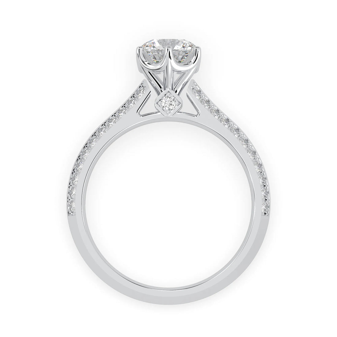 OctaPearl 1 ct Round Cut Lab Grown Diamond Pave Engagement Ring