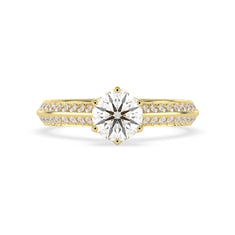 OctaPearl 1 ct Round Cut Lab Grown Diamond Pave Engagement Ring