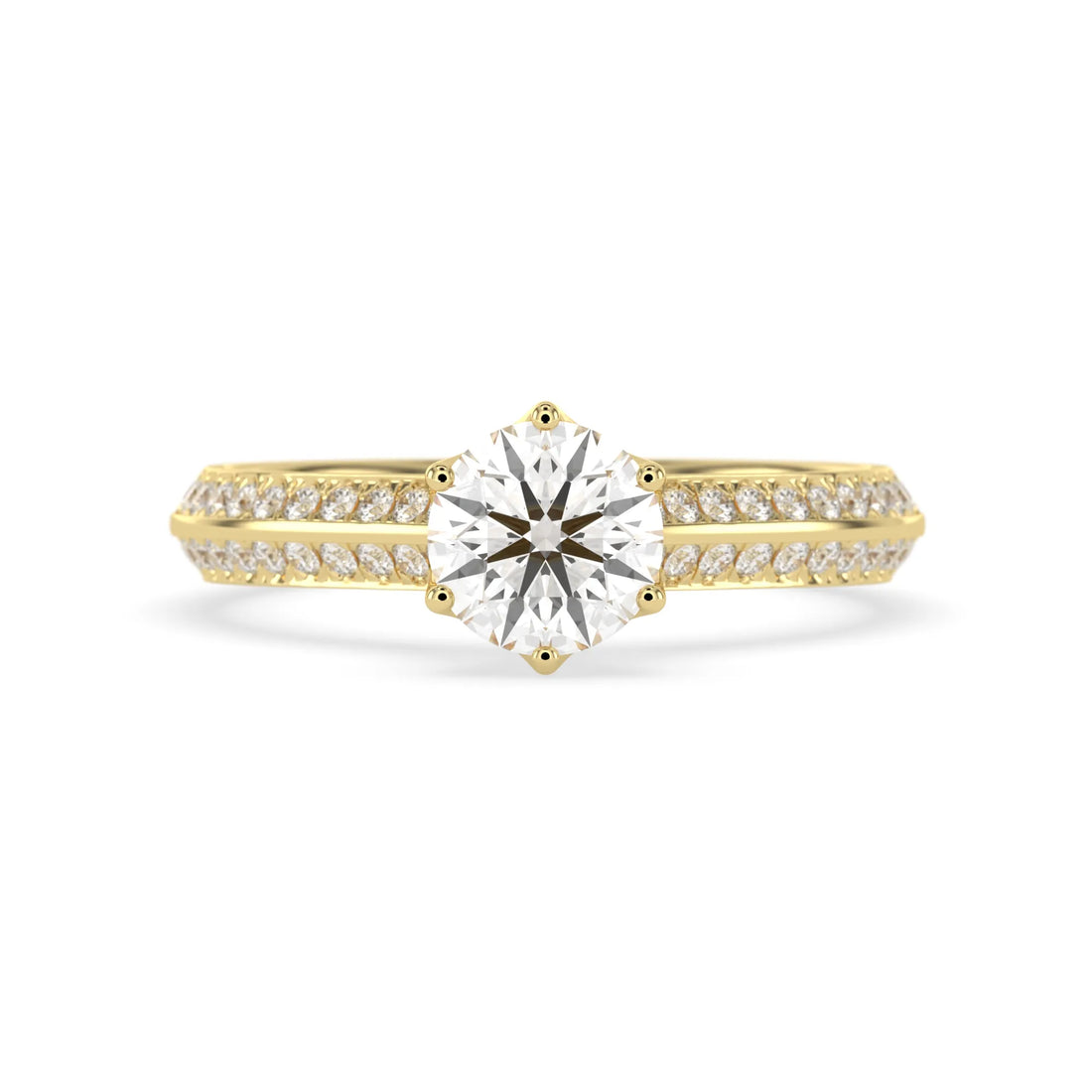 OctaPearl 1 ct Round Cut Lab Grown Diamond Pave Engagement Ring