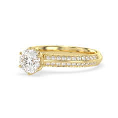 OctaPearl 1 ct Round Cut Lab Grown Diamond Pave Engagement Ring - alternate view