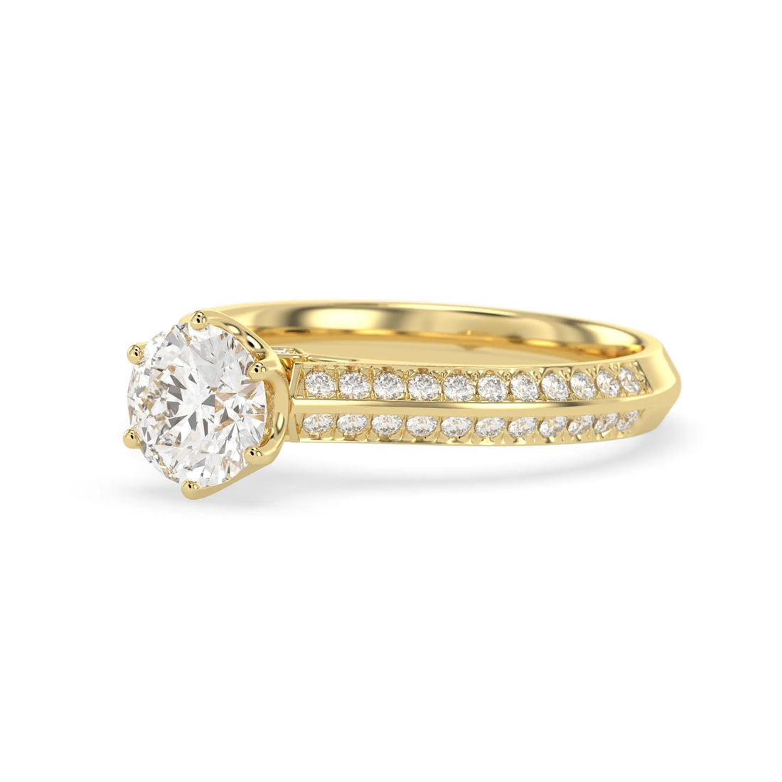 OctaPearl 1 ct Round Cut Lab Grown Diamond Pave Engagement Ring